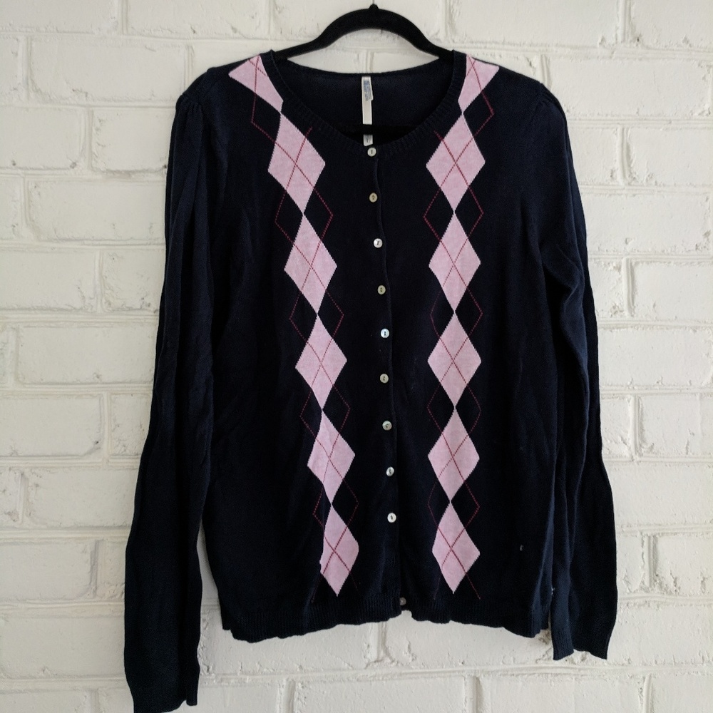 Navy Ralph Lauren Argyle Cardigan